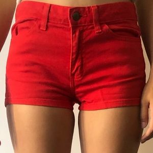 Red American Apparel Mini Shorts